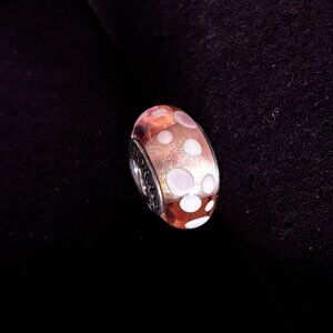 Pandora Retired Murano Glass Bead - Cinnamon with pink bubbles